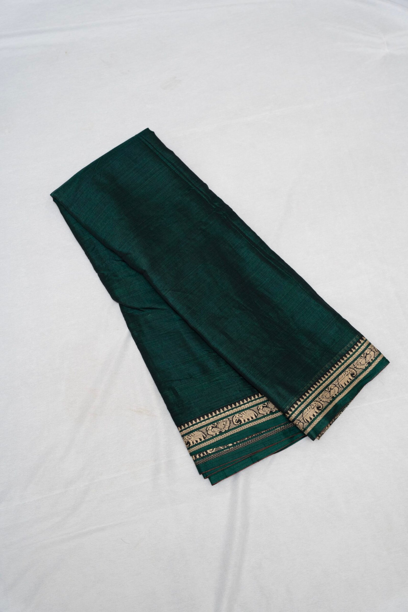 Emerald Whisper – Handwoven Narayanpet Cotton Saree - Image 2