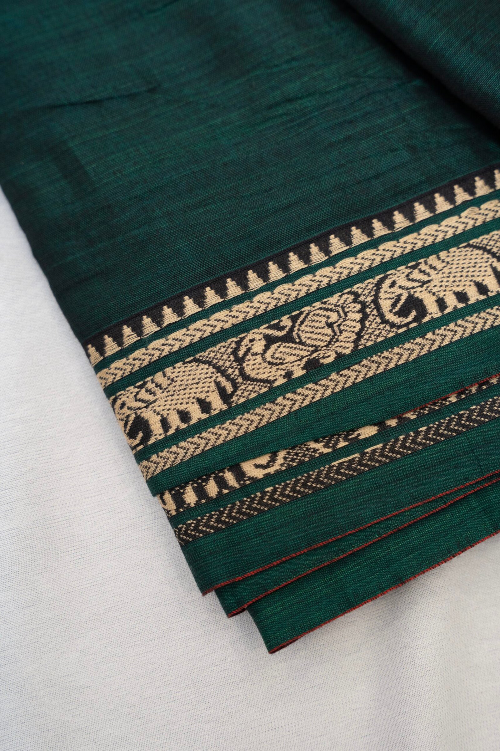 Emerald Whisper – Handwoven Narayanpet Cotton Saree - Image 4
