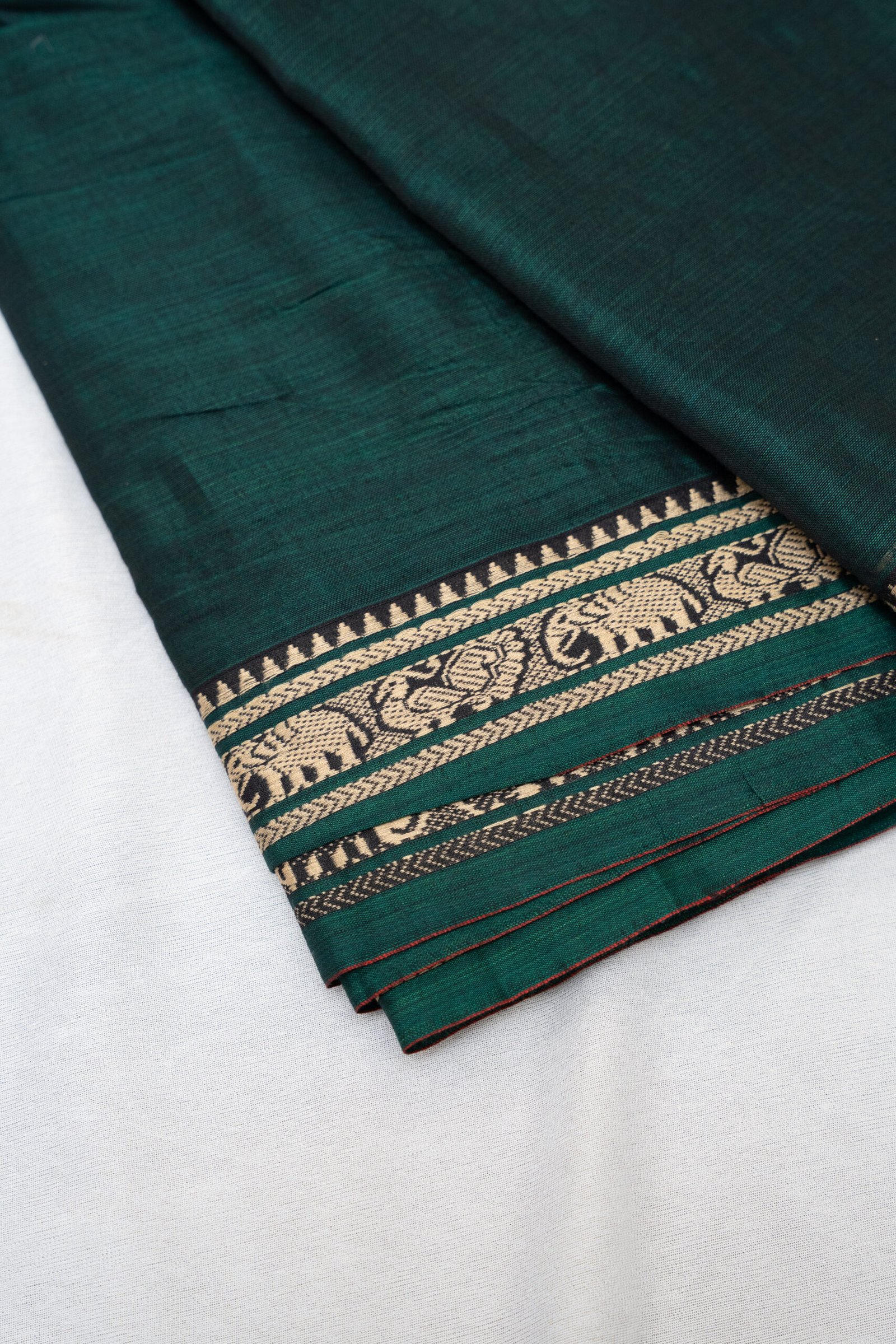 Emerald Whisper – Handwoven Narayanpet Cotton Saree - Image 5