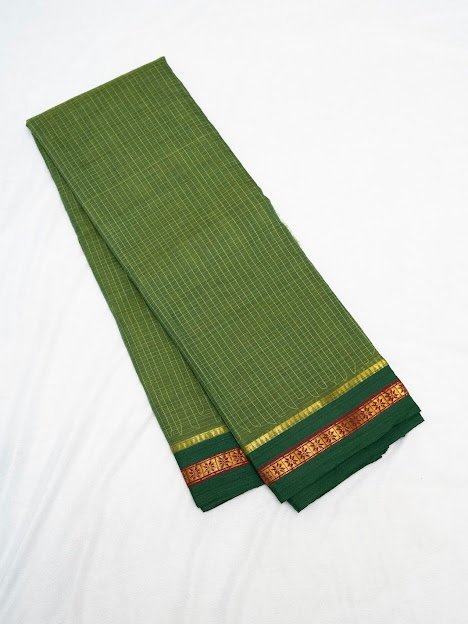Olive Grove – Handwoven Narayanpet Cotton Saree - Image 3