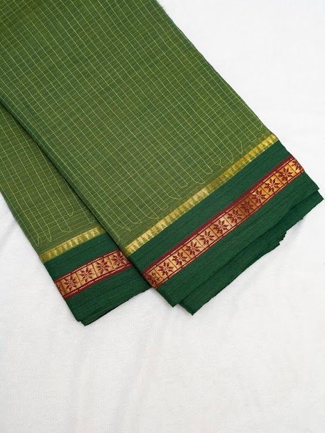 Olive Grove – Handwoven Narayanpet Cotton Saree - Image 4