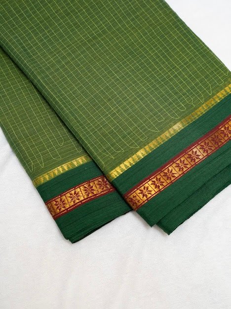 Olive Grove – Handwoven Narayanpet Cotton Saree - Image 5