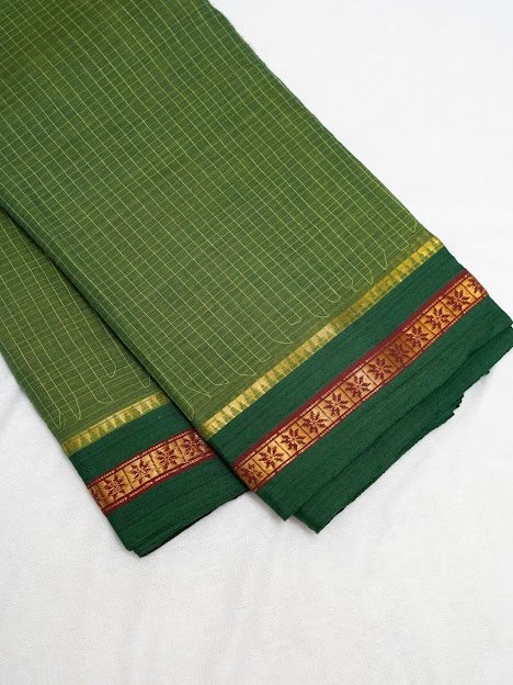 Olive Grove – Handwoven Narayanpet Cotton Saree - Image 6