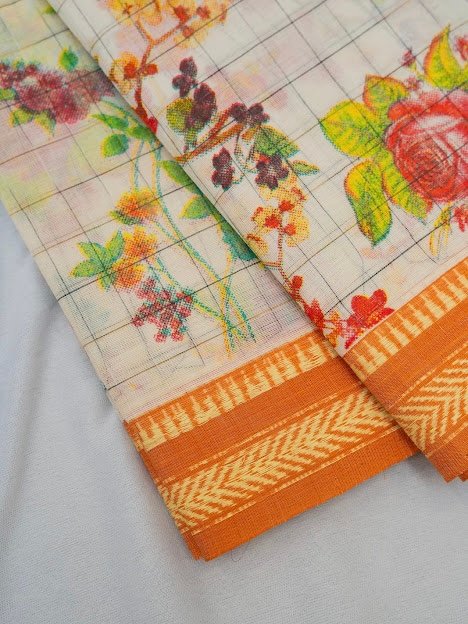 Ivory Blossom – Handwoven Narayanpet Cotton Saree - Image 2