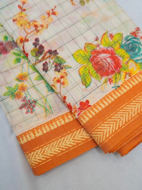 Ivory Blossom – Handwoven Narayanpet Cotton Saree - Image 3