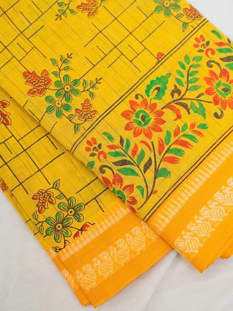 Sunlit Meadow – Handwoven Narayanpet Cotton Saree - Image 3