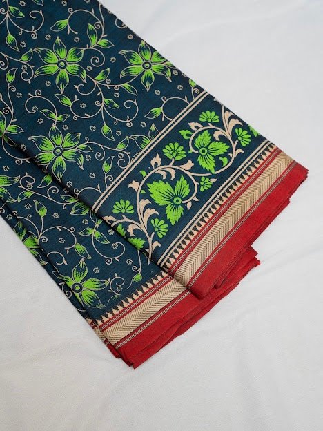 Moonlit Vine – Handwoven Narayanpet Cotton Saree - Image 2