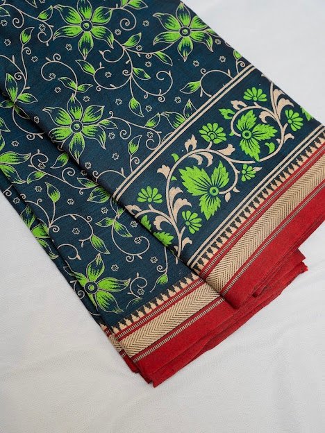 Moonlit Vine – Handwoven Narayanpet Cotton Saree - Image 3