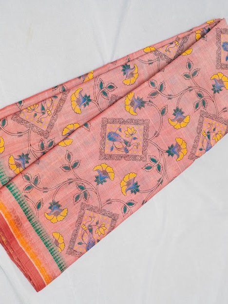 Blush Aviary – Handwoven Narayanpet Cotton Saree - Image 2