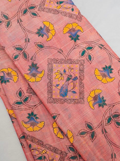 Blush Aviary – Handwoven Narayanpet Cotton Saree - Image 3