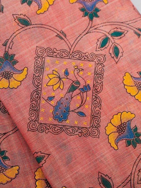 Blush Aviary – Handwoven Narayanpet Cotton Saree - Image 4