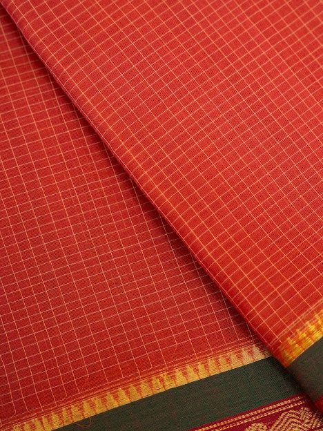 Coral Sunrise – Handwoven Narayanpet Cotton Saree - Image 4