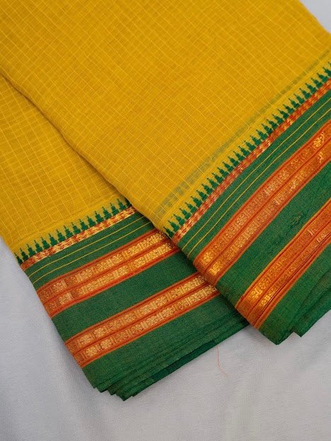Golden Harvest – Handwoven Narayanpet Cotton Saree - Image 3