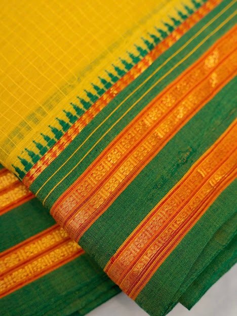 Golden Harvest – Handwoven Narayanpet Cotton Saree - Image 4