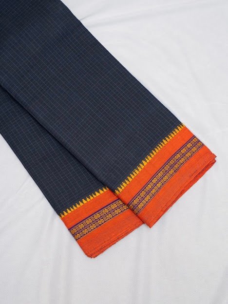 Charcoal Ember – Handwoven Narayanpet Cotton Saree - Image 2