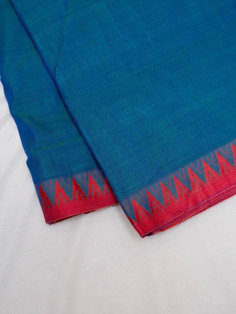 Turquoise Tranquility – Handwoven Narayanpet Cotton Saree - Image 2