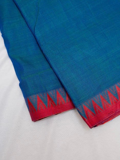 Turquoise Tranquility – Handwoven Narayanpet Cotton Saree - Image 3