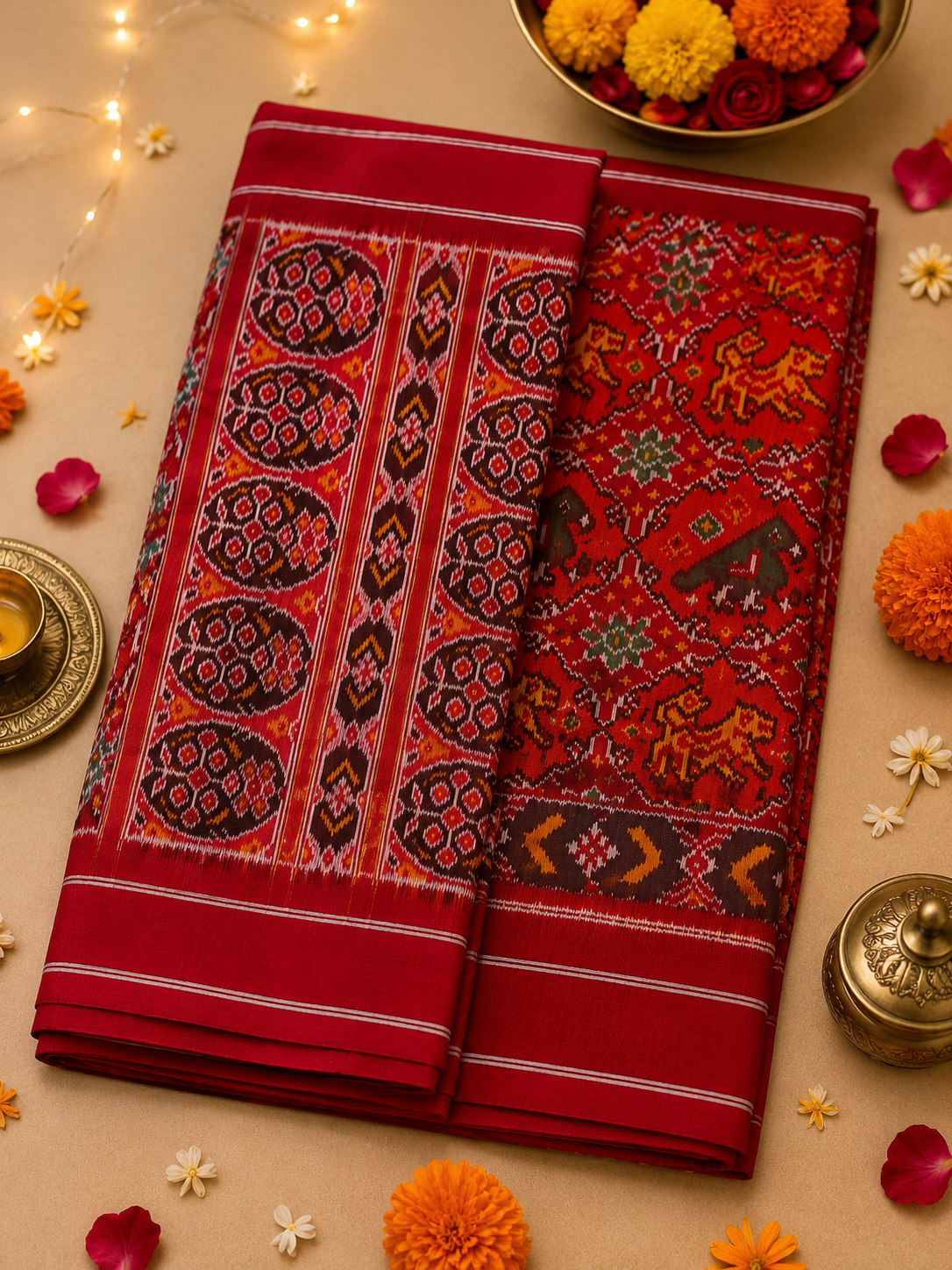 Raktanjali-Handwoven Pochampally Ikat Silk Saree - Image 2