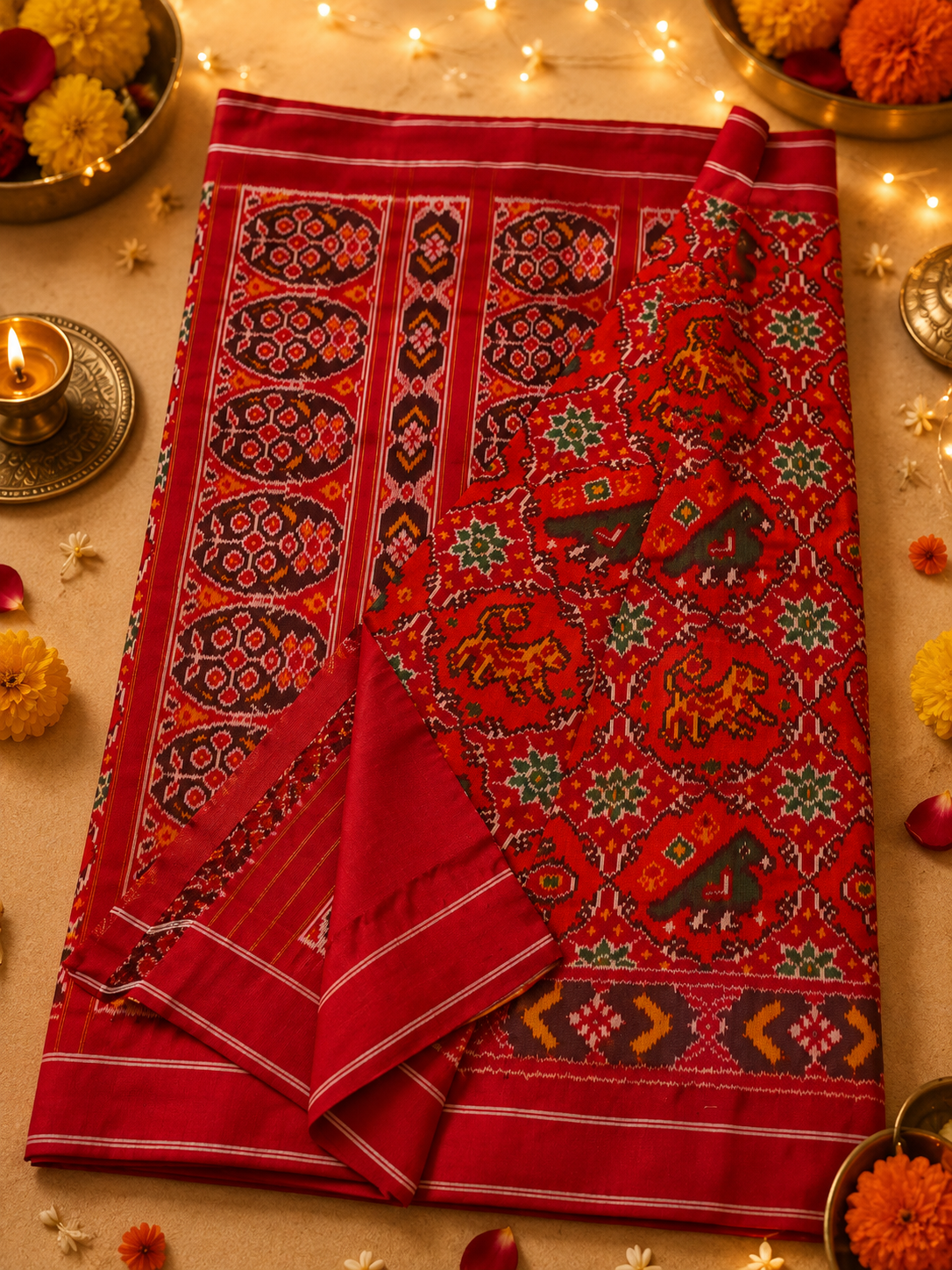 Raktanjali-Handwoven Pochampally Ikat Silk Saree - Image 3